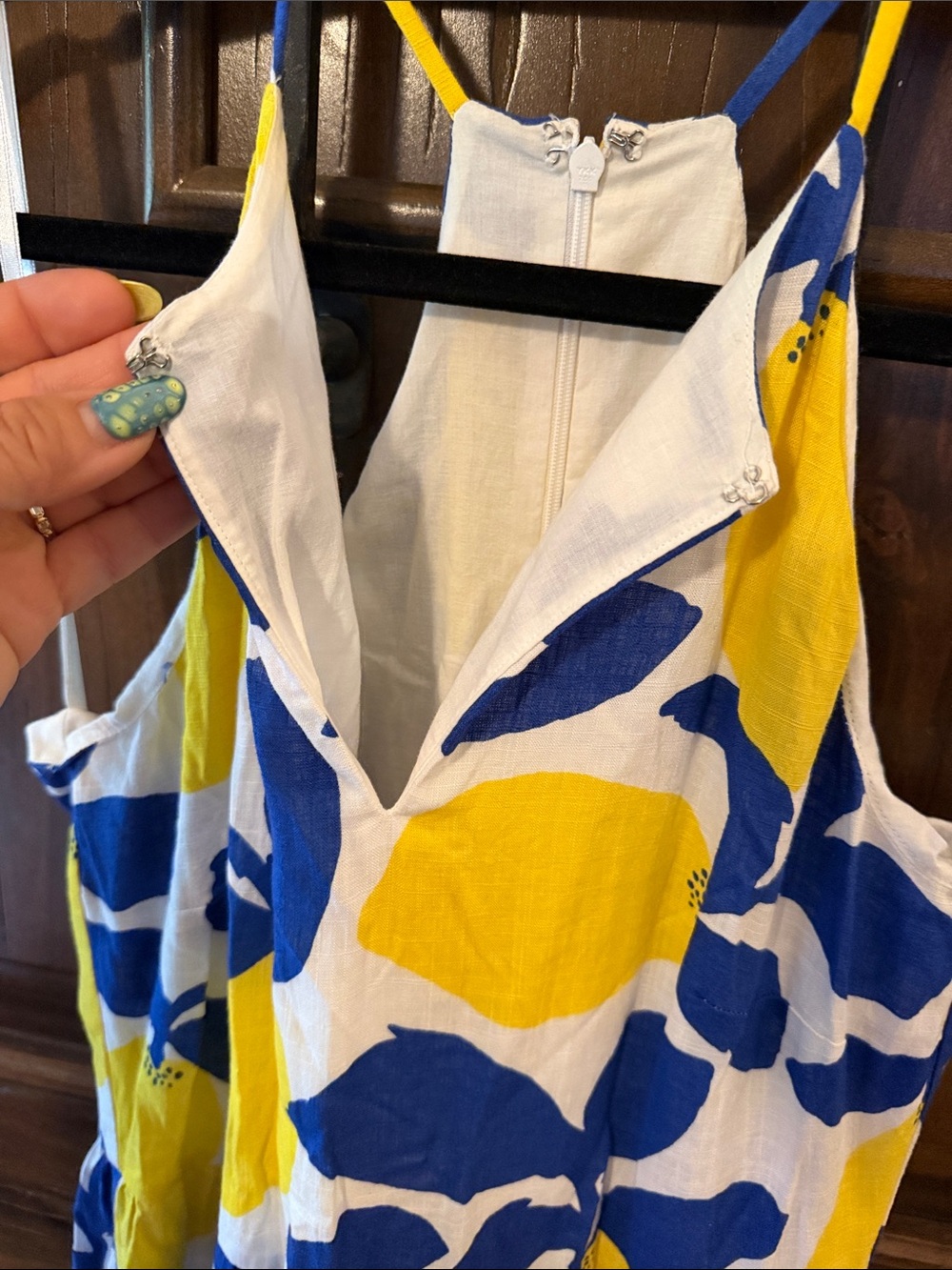 LOFT Blue, Yellow and White Floral Halter Midi Dress - Picture 5 of 5